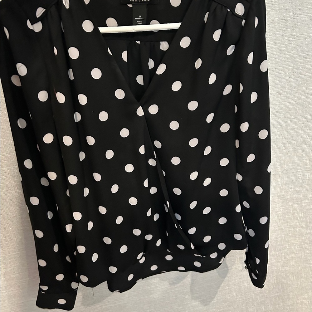 Black and White Polka Dot Women's Top